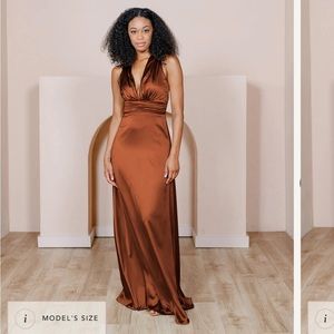 Revelry Dylan Satin Dress Rust